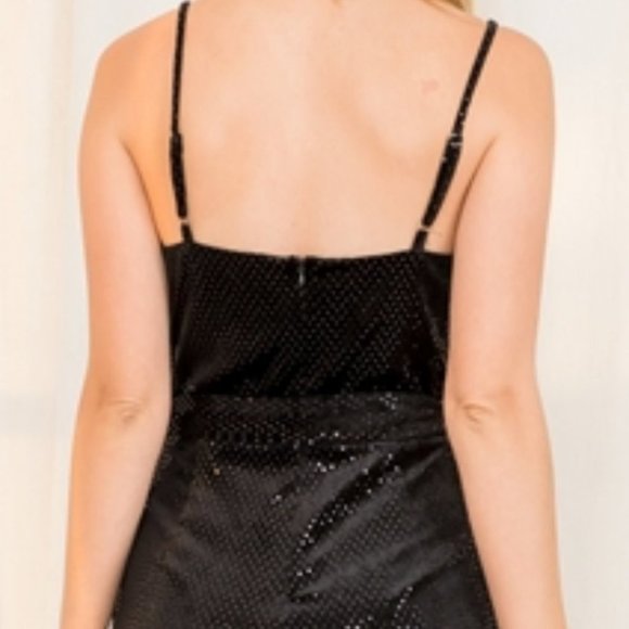 boho sparkle and shine belted black jumpsuit - Picture 4 of 6